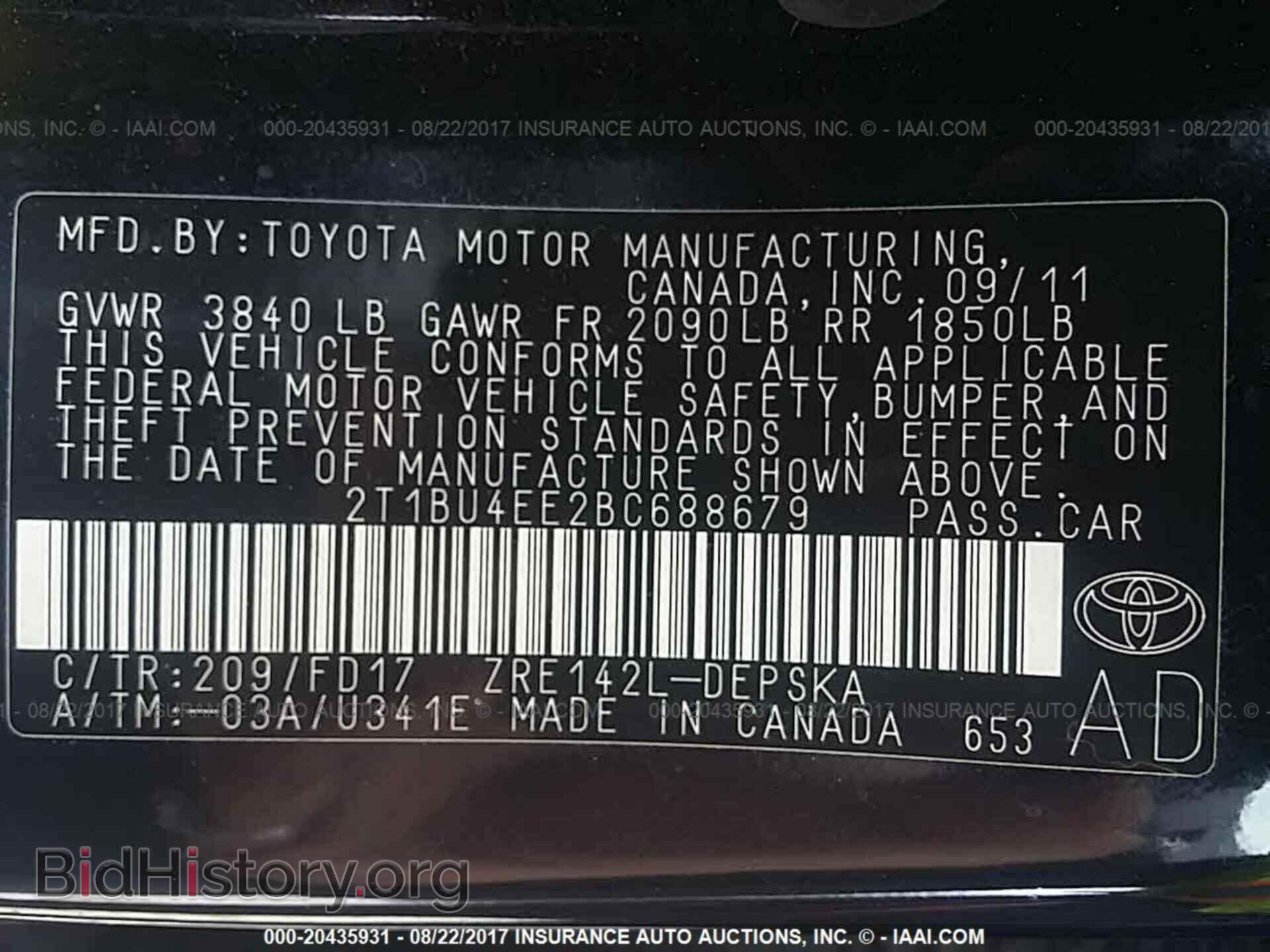 2011 Toyota Corolla - VIN: 2T1BU4EE2BC688679 - Фото 9