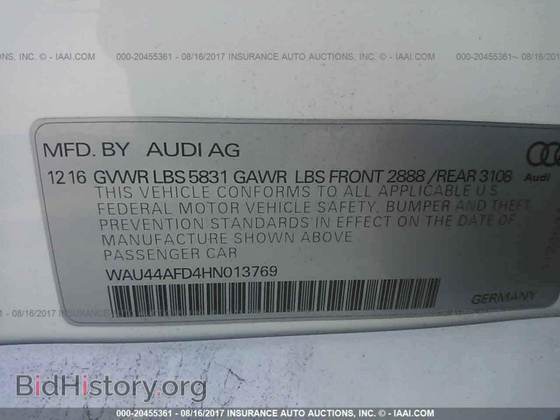 2017 Audi A8 - VIN: WAU44AFD4HN013769 - Фото 9