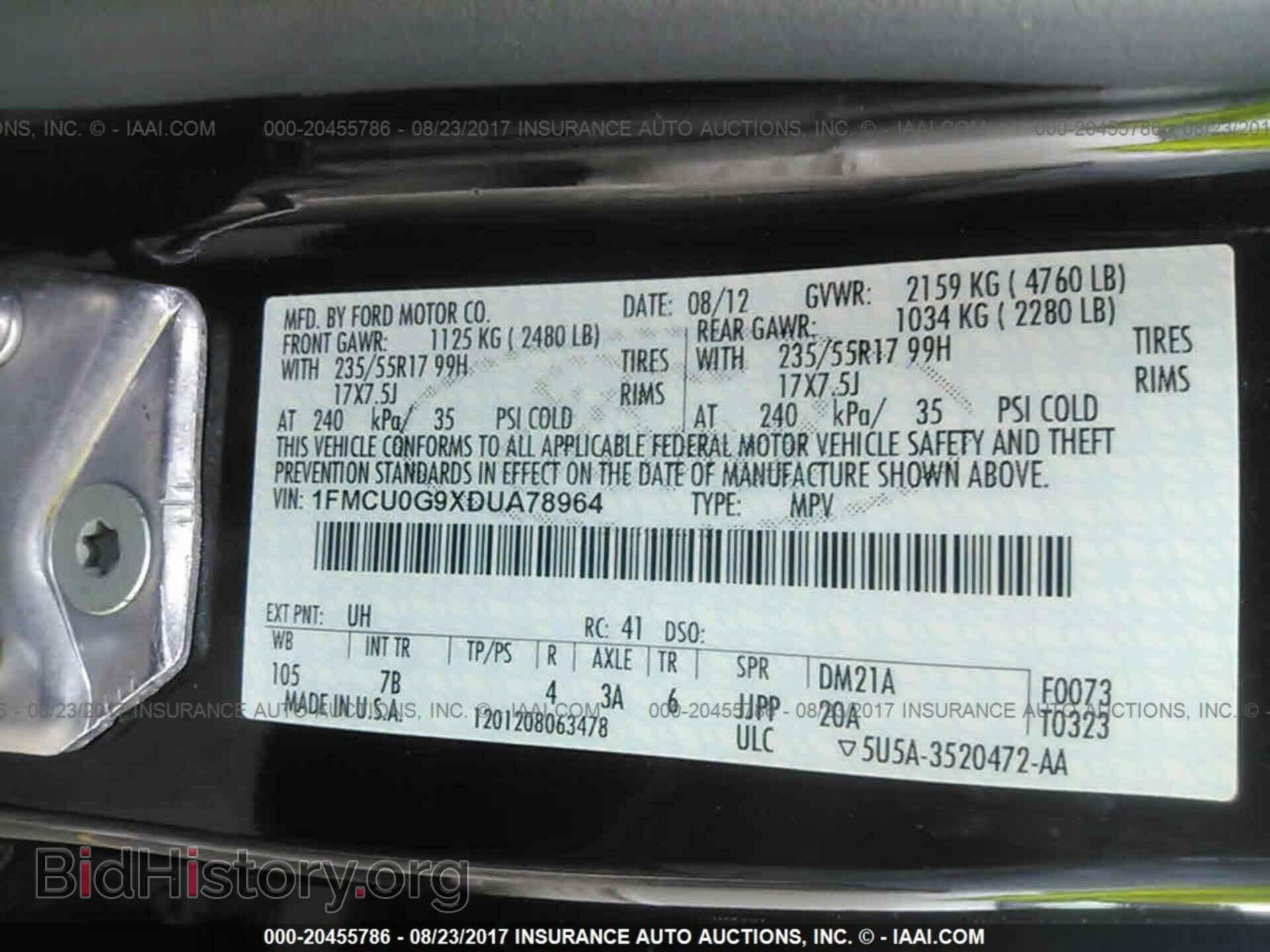 2013 Ford Escape - VIN: 1FMCU0G9XDUA78964 - Фото 9