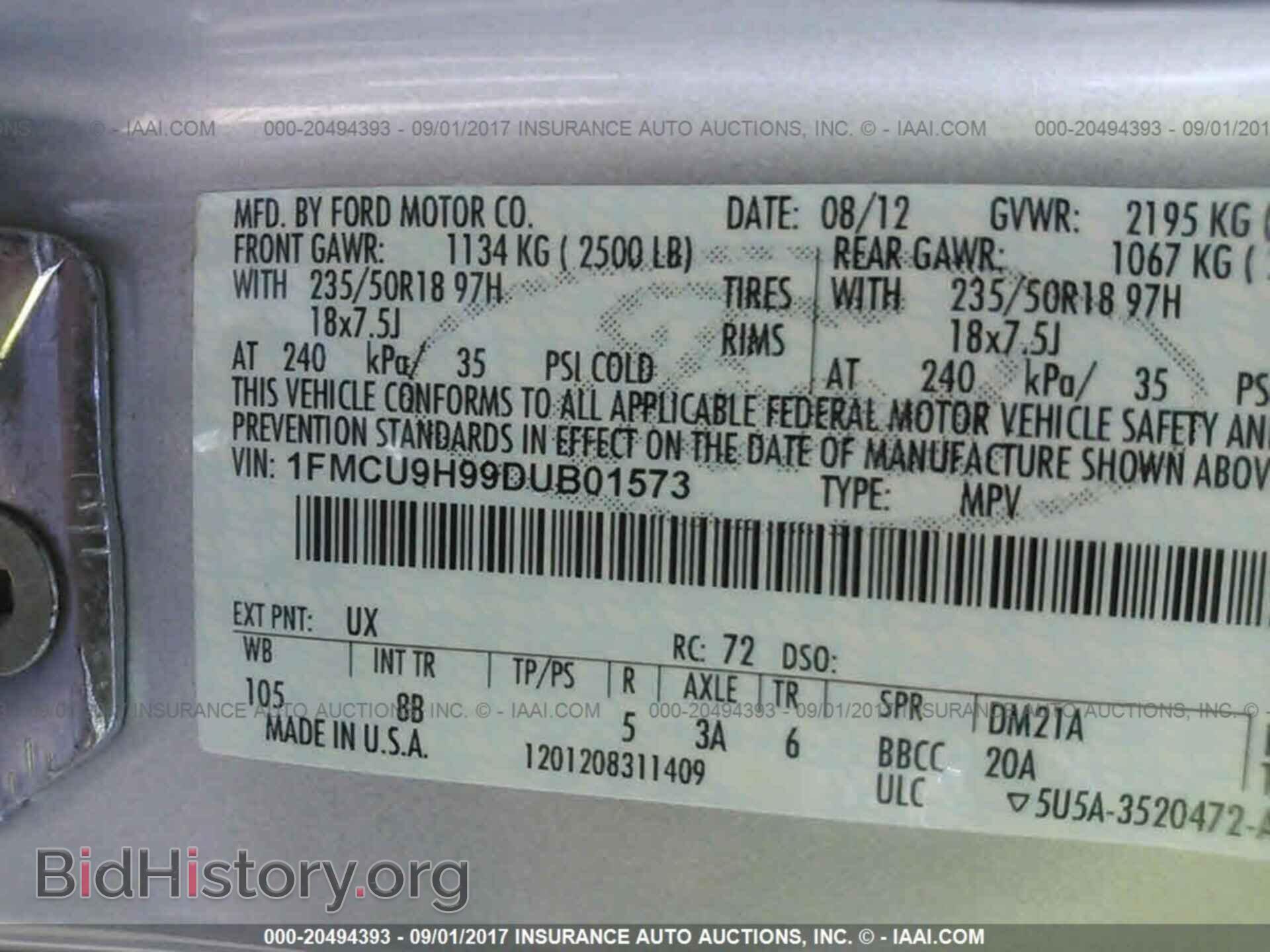 2013 Ford Escape - VIN: 1FMCU9H99DUB01573 - Фото 9