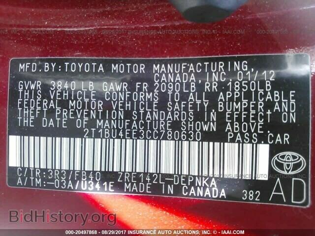 2012 Toyota Corolla - VIN: 2T1BU4EE3CC780630 - Фото 9