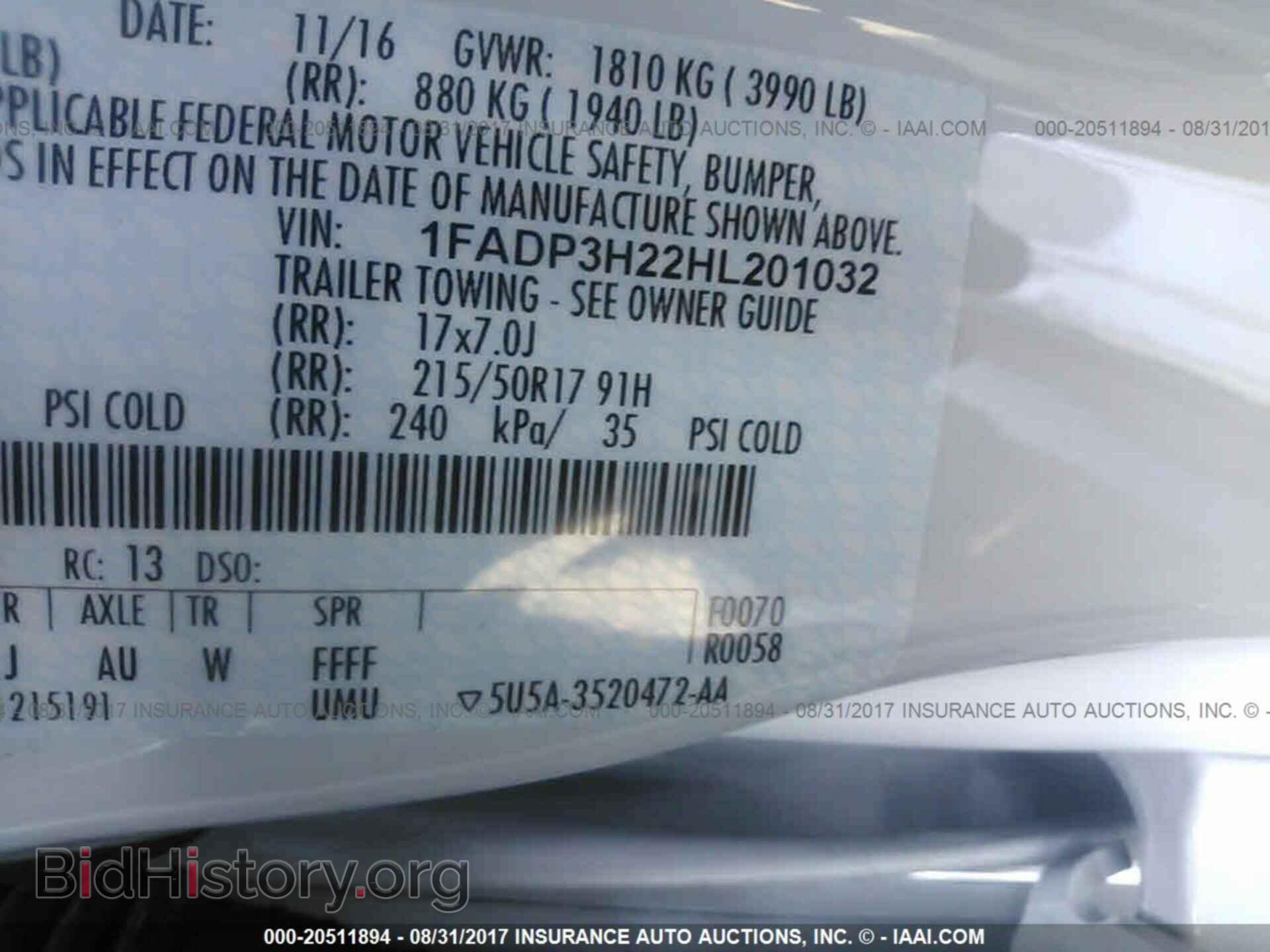 2017 FORD FOCUS - VIN: 1FADP3H22HL201032 - Фото 9