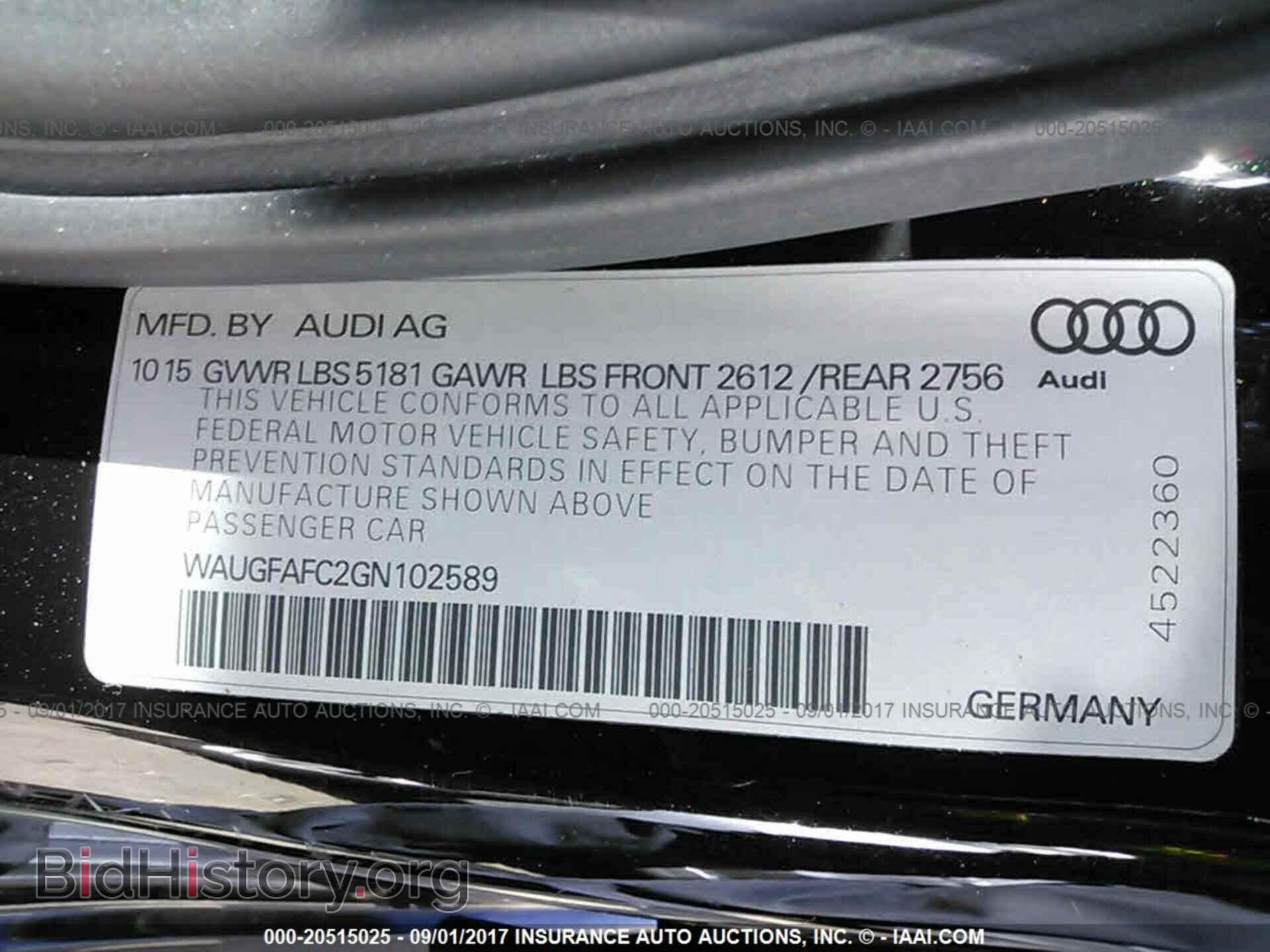 2016 Audi A6 - VIN: WAUGFAFC2GN102589 - Photo 9