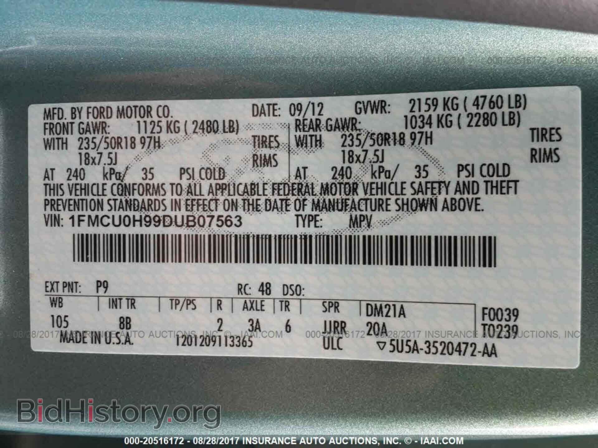 2013 Ford Escape - VIN: 1FMCU0H99DUB07563 - Фото 9