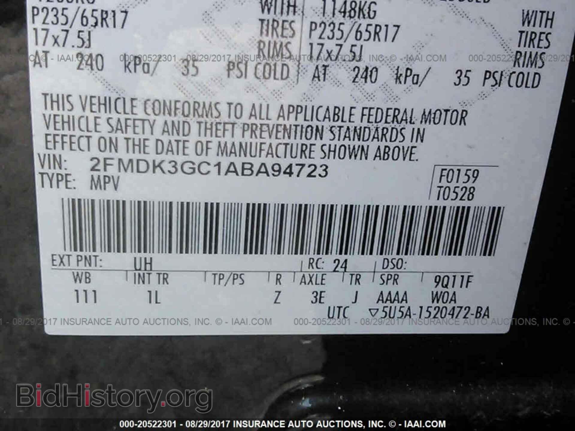 2010 FORD EDGE - VIN: 2FMDK3GC1ABA94723 - Фото 9