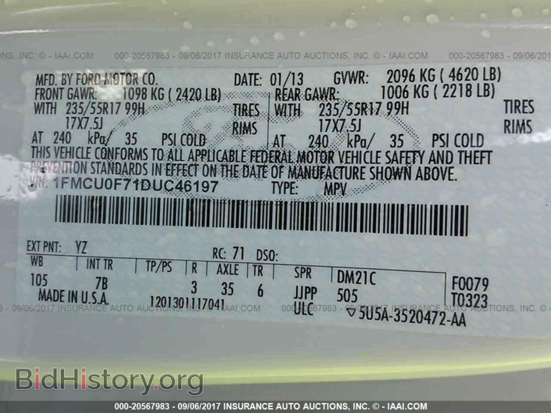 2013 Ford Escape - VIN: 1FMCU0F71DUC46197 - Фото 9