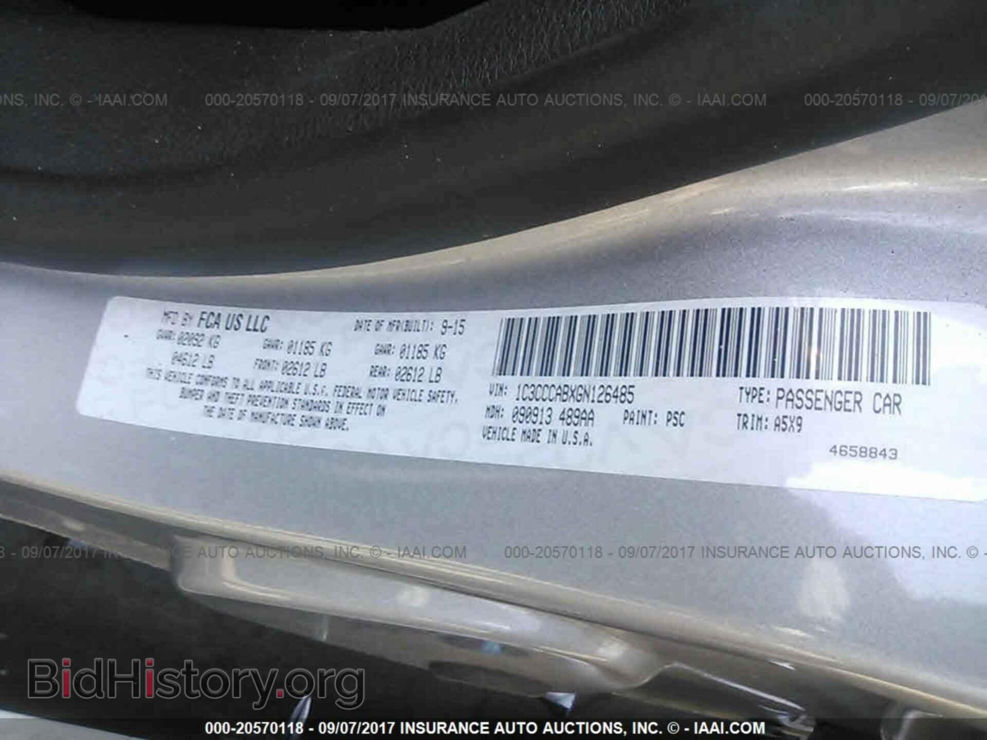 2016 Chrysler 200 - VIN: 1C3CCCABXGN126485 - Photo 9