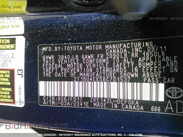 2011 Toyota Corolla - VIN: 2T1BU4EE5BC701537 - Фото 9