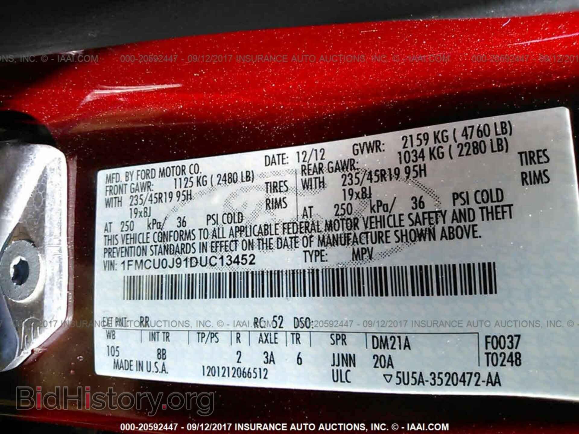 2013 Ford Escape - VIN: 1FMCU0J91DUC13452 - Фото 9
