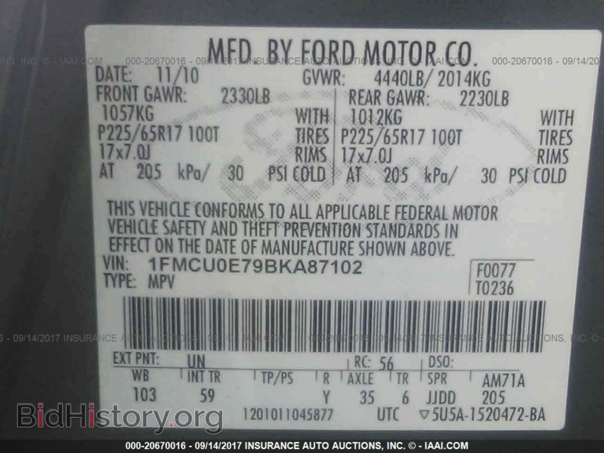 2011 Ford Escape - VIN: 1FMCU0E79BKA87102 - Photo 9