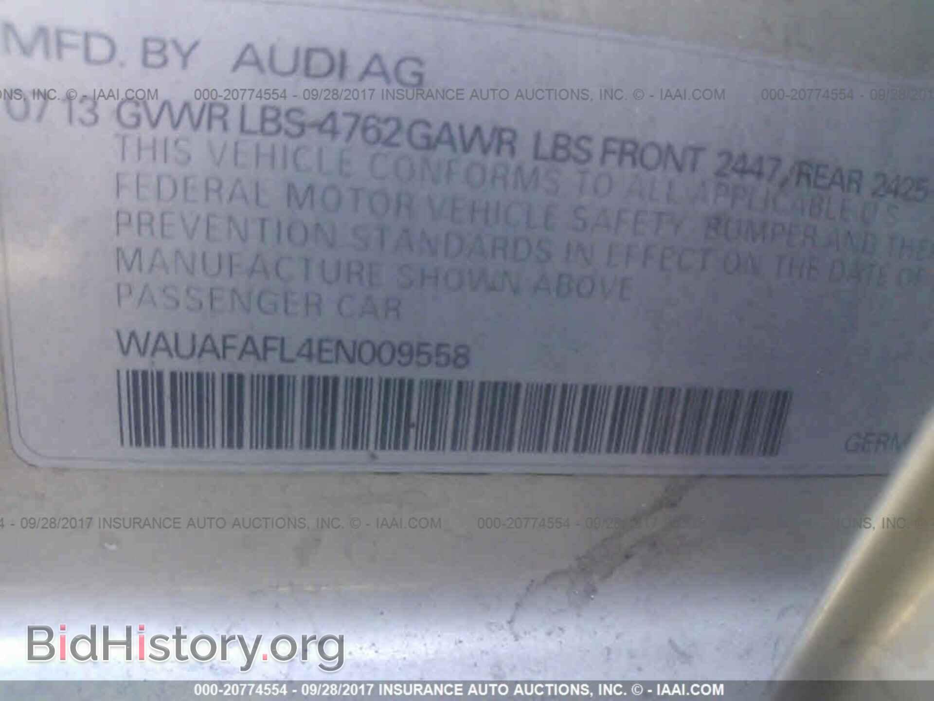 2014 Audi A4 - VIN: WAUAFAFL4EN009558 - Фото 9