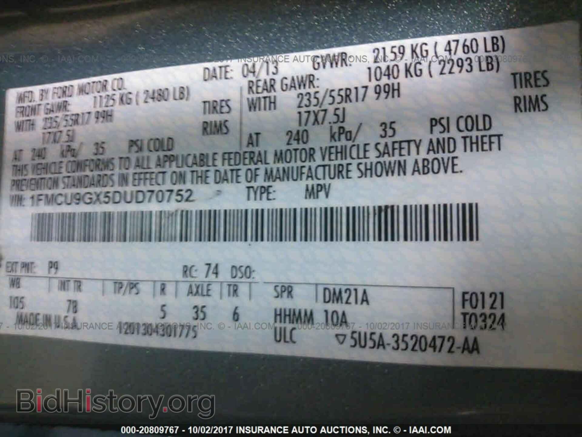 2013 Ford Escape - VIN: 1FMCU9GX5DUD70752 - Photo 9