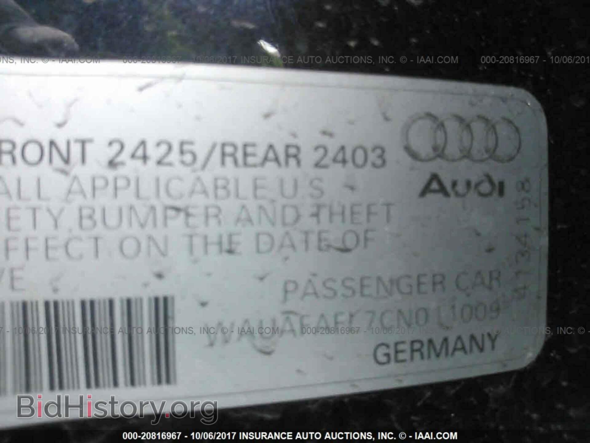 2012 Audi A4 - VIN: WAUAFAFL7CN011009 - Фото 9