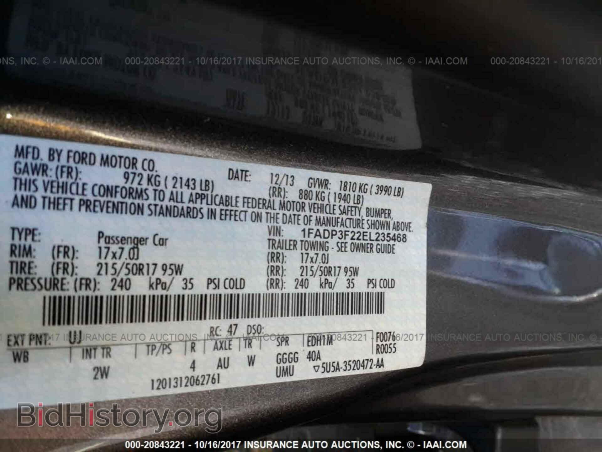 2014 FORD FOCUS - VIN: 1FADP3F22EL235468 - Фото 9