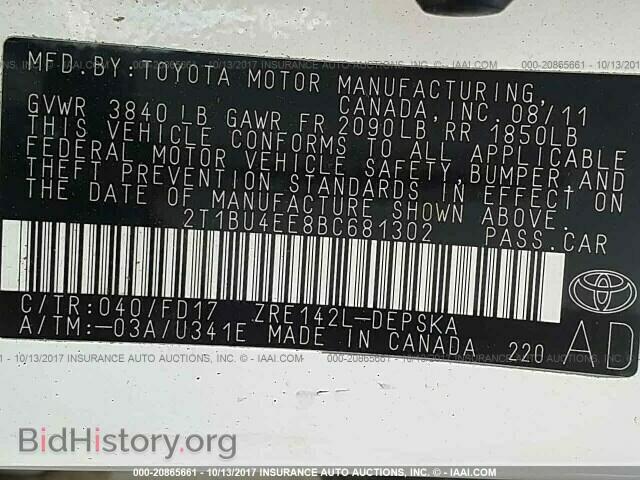 2011 Toyota Corolla - VIN: 2T1BU4EE8BC681302 - Фото 9
