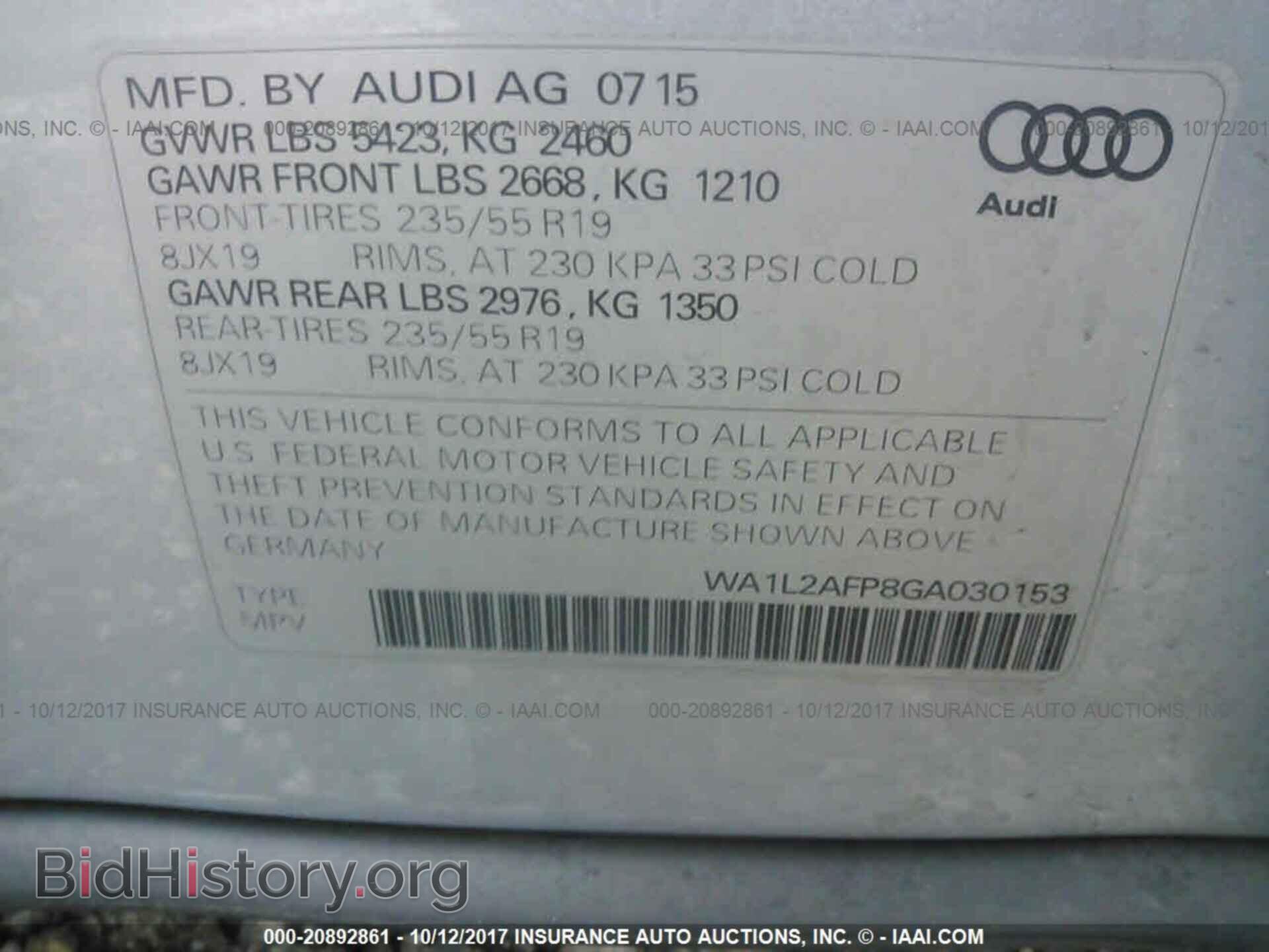 2016 Audi Q5 - VIN: WA1L2AFP8GA030153 - Photo 9