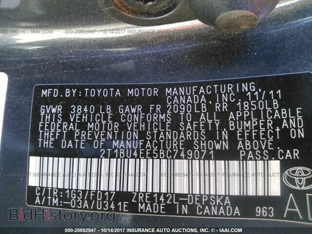 2011 Toyota Corolla - VIN: 2T1BU4EE5BC749071 - Фото 9