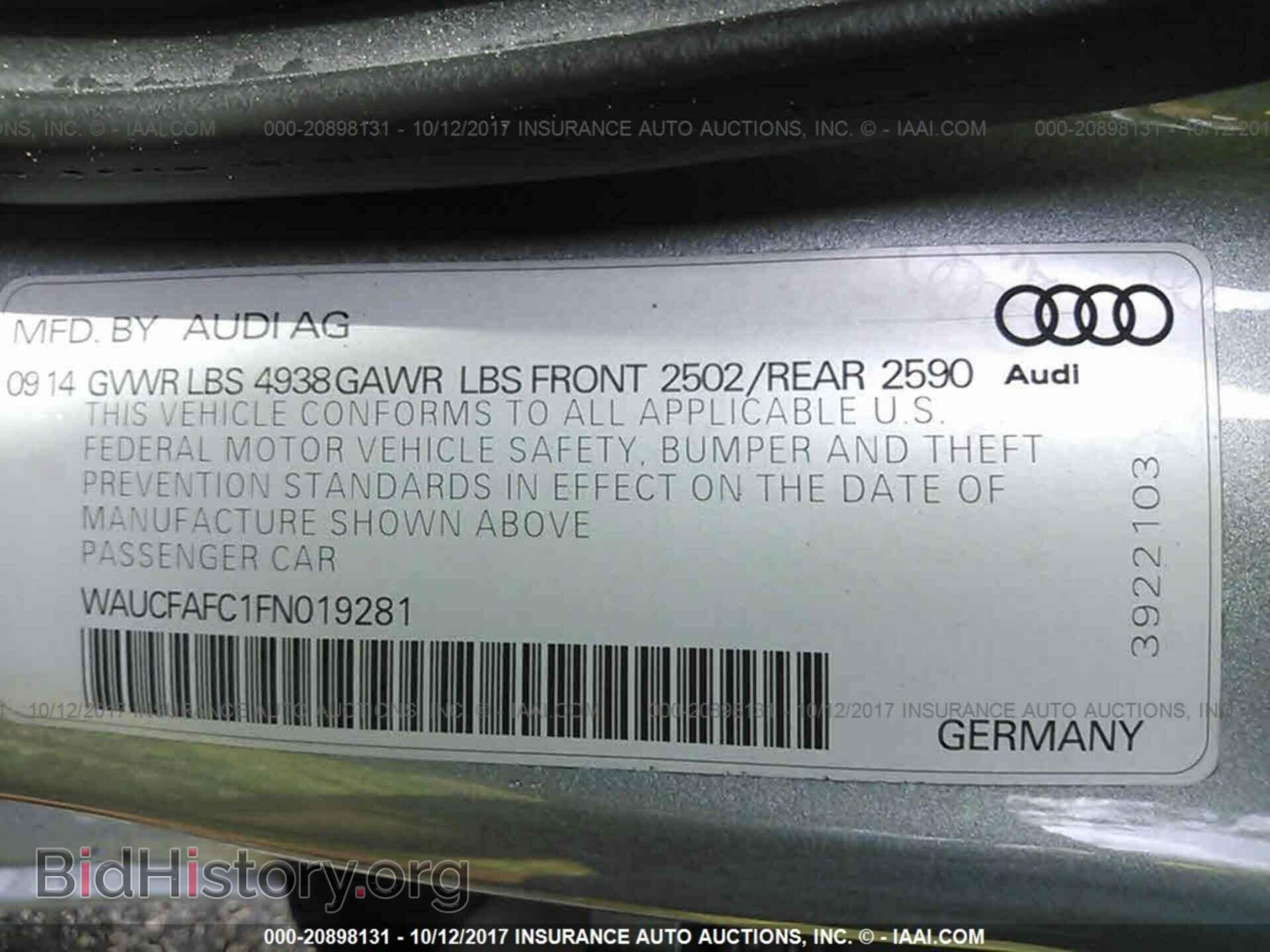 2015 Audi A6 - VIN: WAUCFAFC1FN019281 - Фото 9