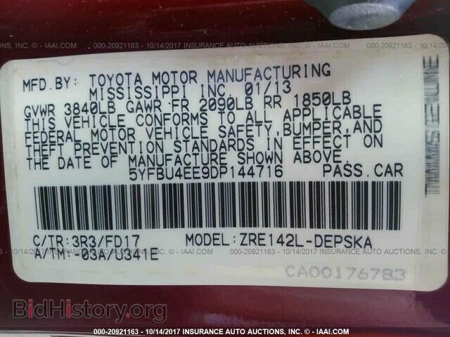 2013 Toyota Corolla - VIN: 5YFBU4EE9DP144716 - Фото 9