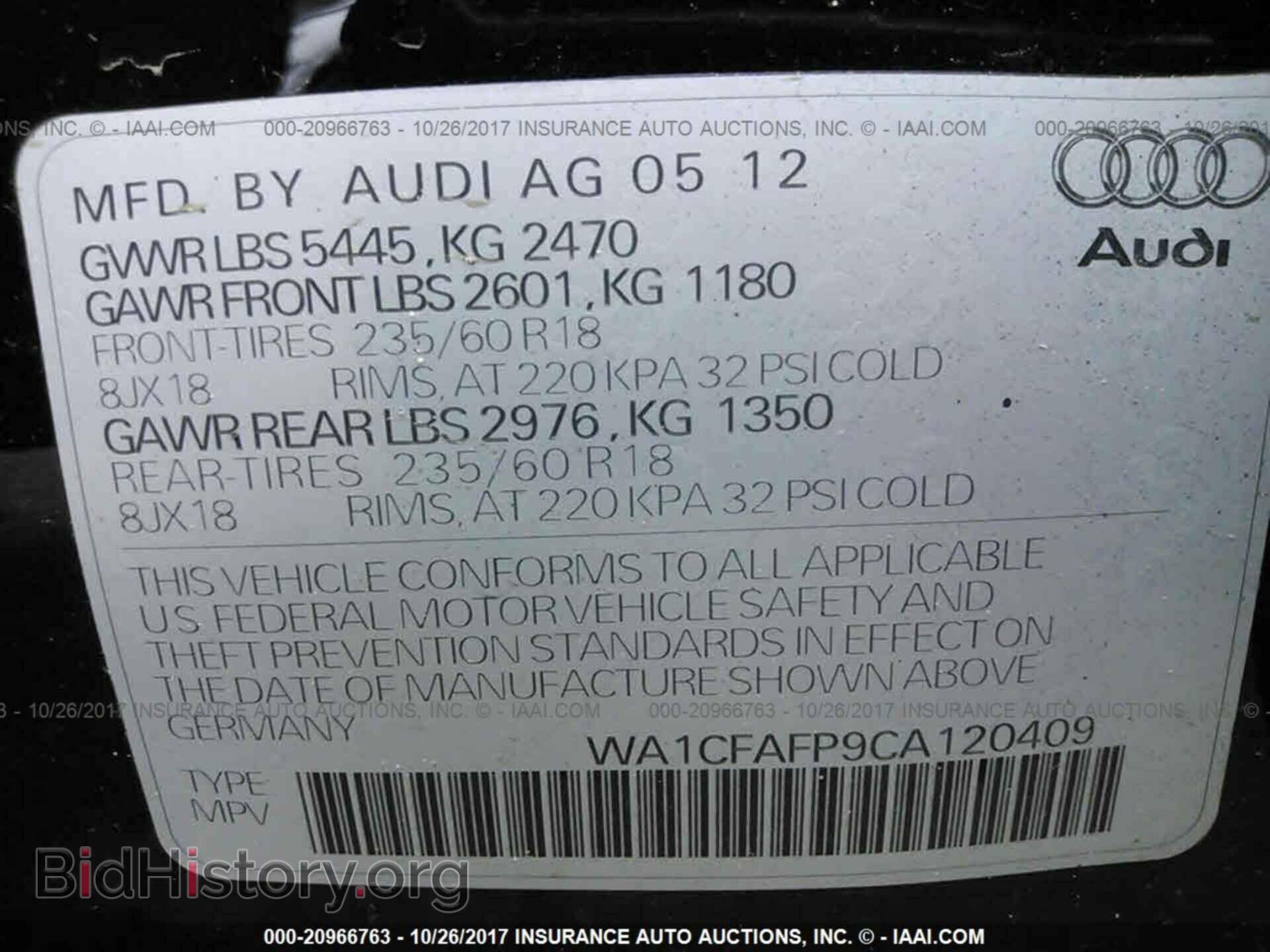 2012 Audi Q5 - VIN: WA1CFAFP9CA120409 - Photo 9