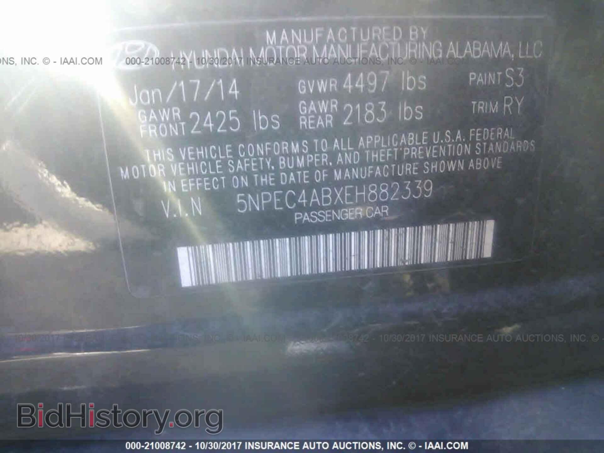 2014 Hyundai SONATA (VIN 5NPEC4ABXEH882339) — фото 9 из 10