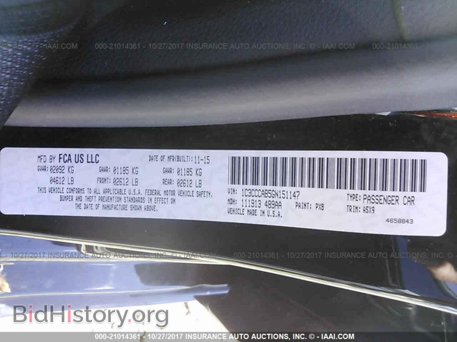 2016 Chrysler 200 - VIN: 1C3CCCAB5GN151147 - Фото 9