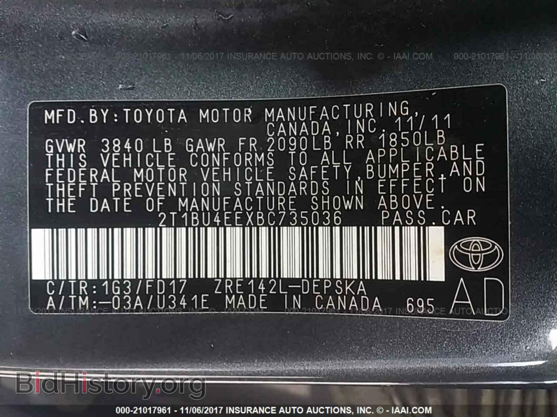 2011 Toyota Corolla - VIN: 2T1BU4EEXBC735036 - Фото 9