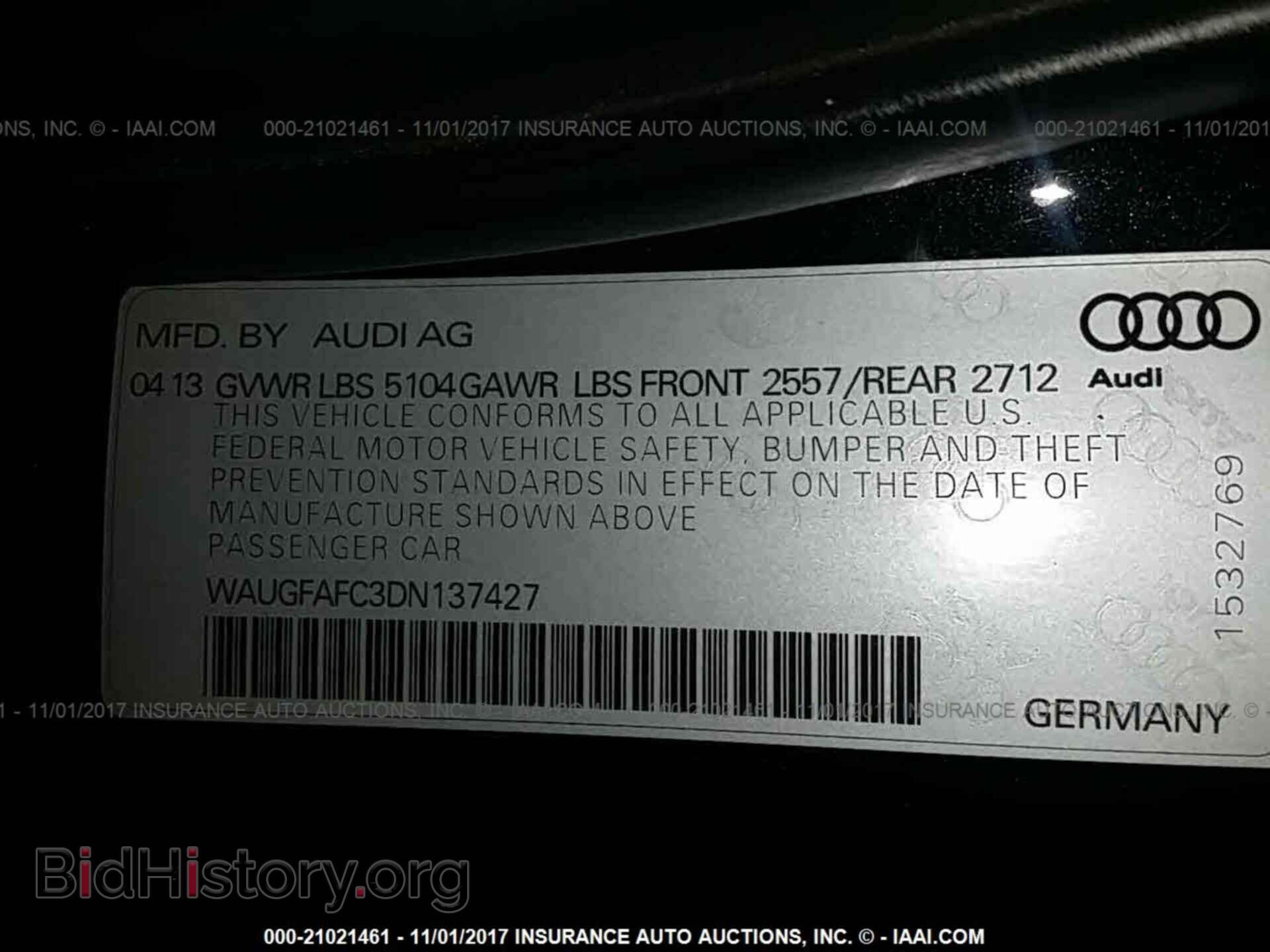 2013 Audi A6 - VIN: WAUGFAFC3DN137427 - Фото 9