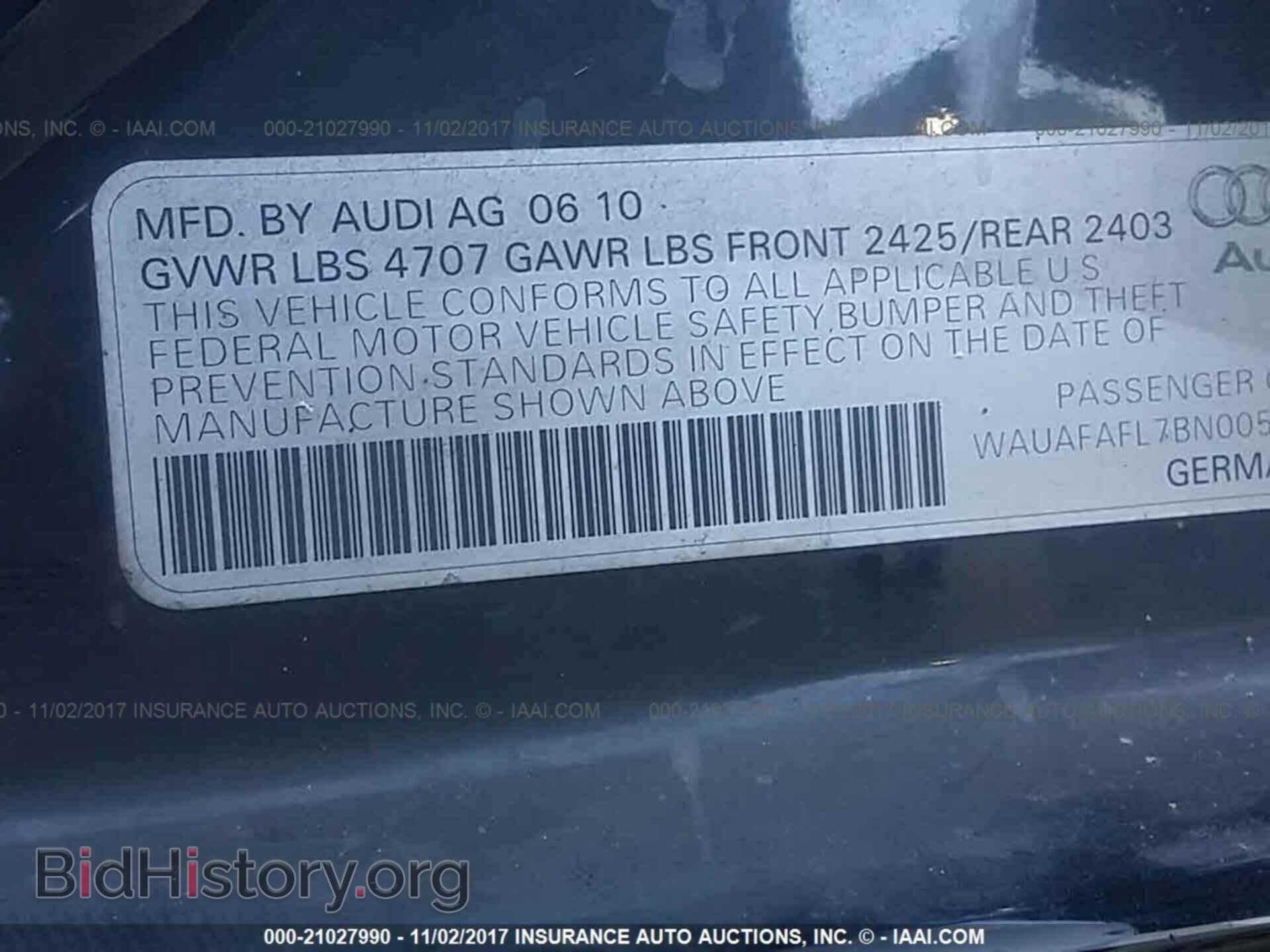 2011 Audi A4 - VIN: WAUAFAFL7BN005998 - Фото 9