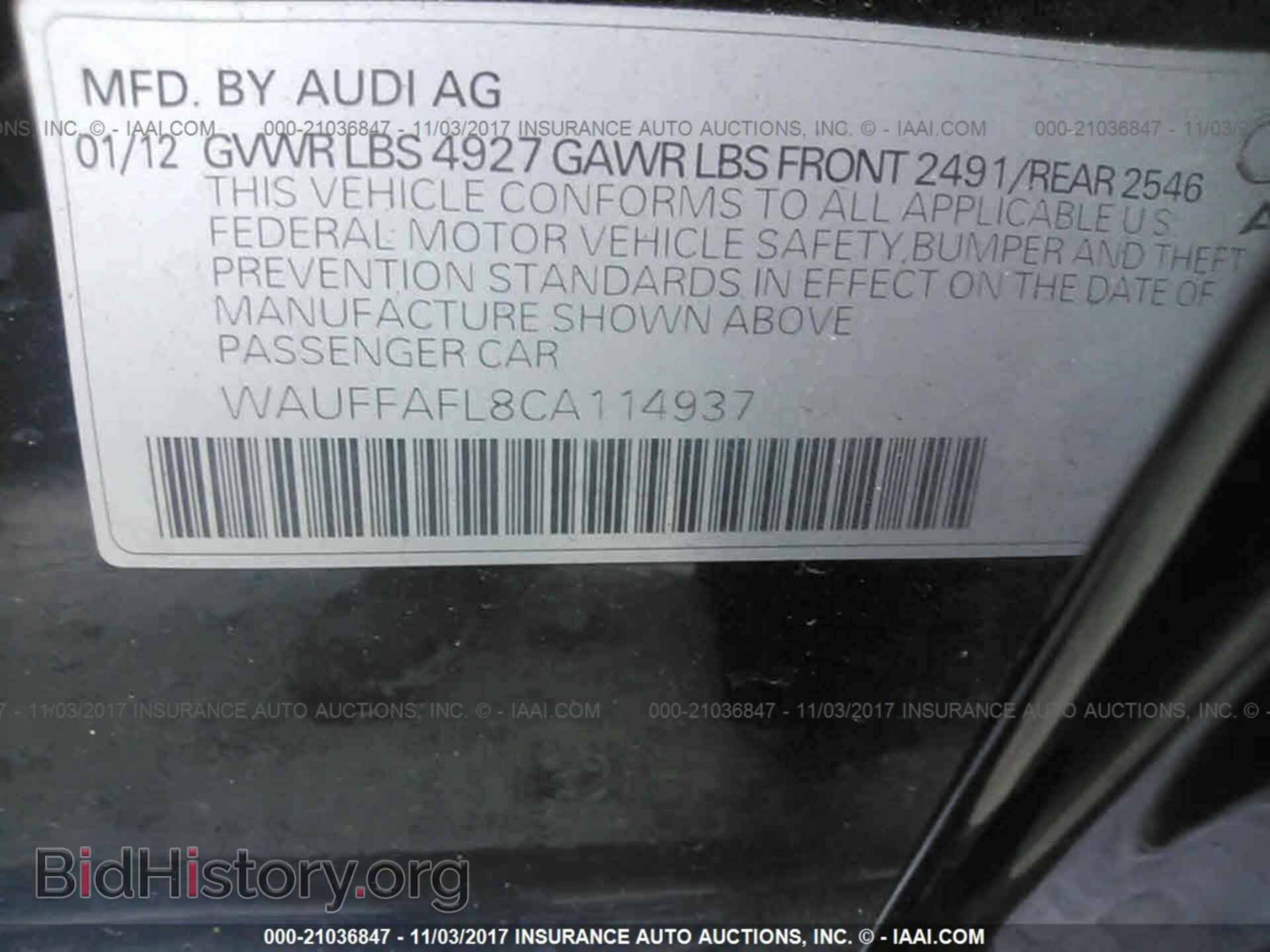2012 Audi A4 - VIN: WAUFFAFL8CA114937 - Фото 9