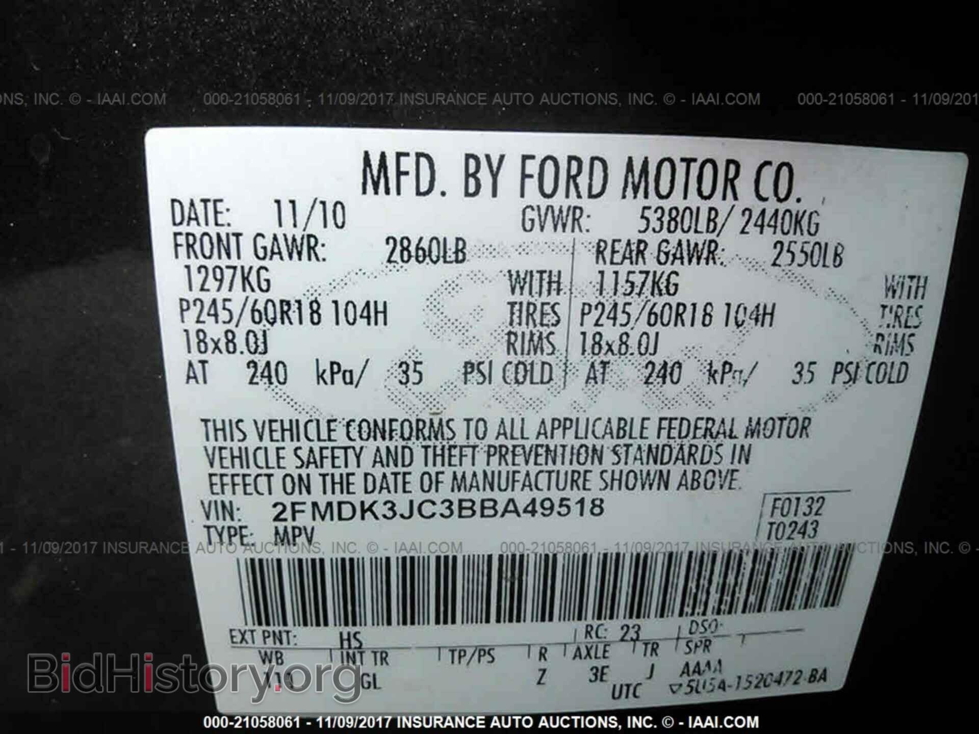 2011 Ford Edge - VIN: 2FMDK3JC3BBA49518 - Photo 9