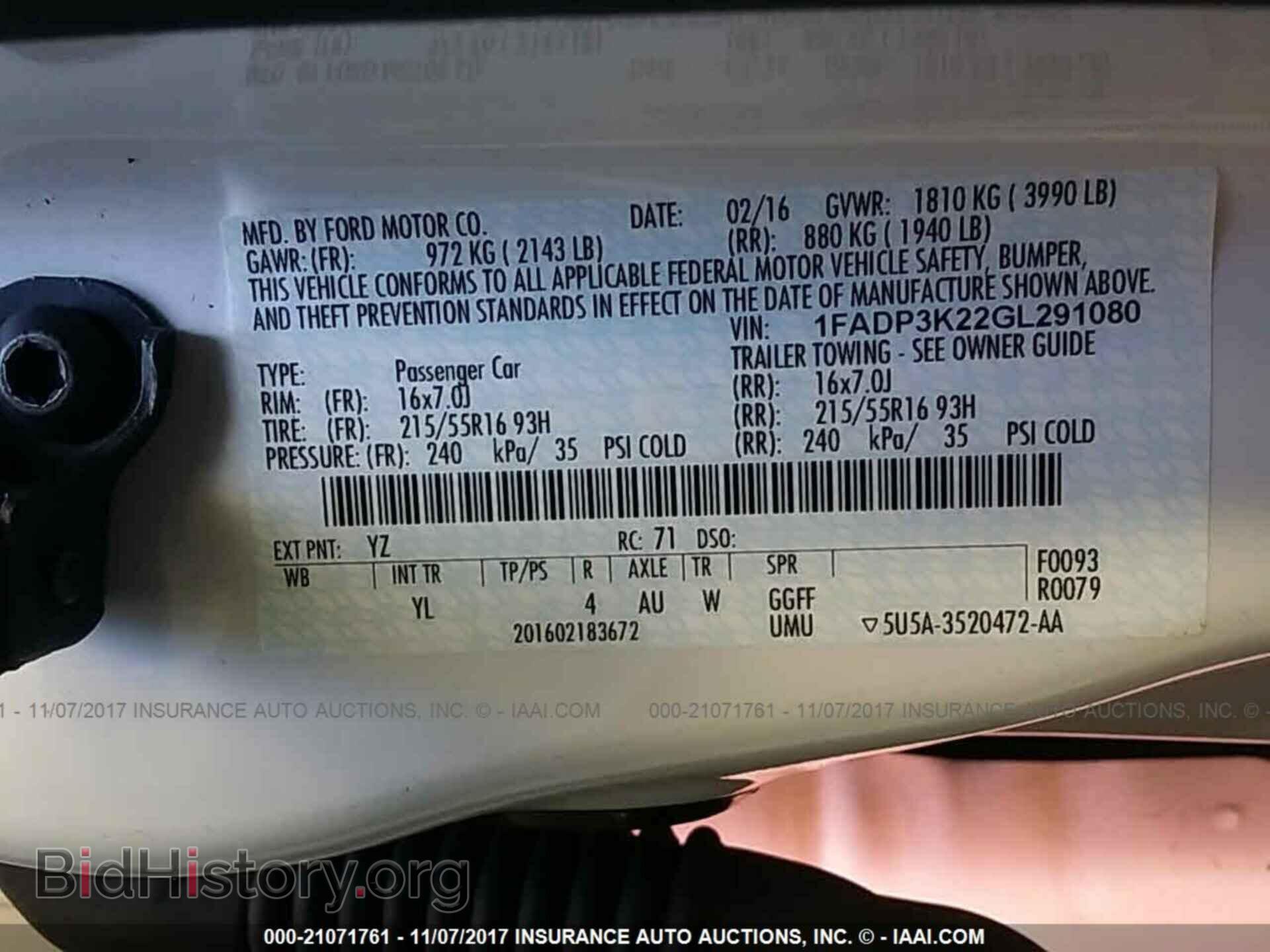 2016 Ford Focus - VIN: 1FADP3K22GL291080 - Фото 9