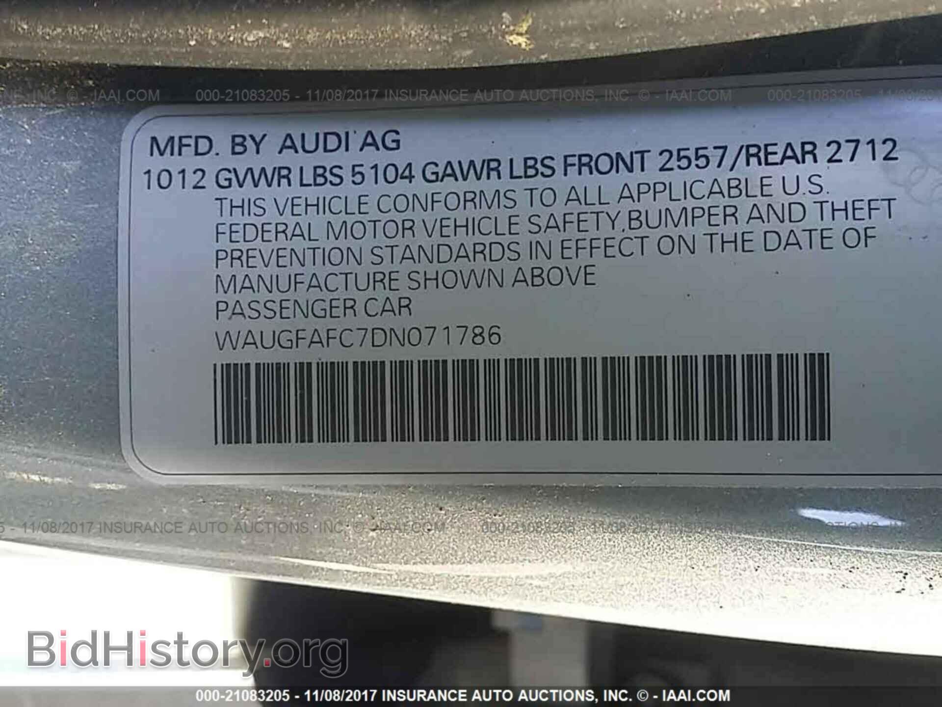 2013 Audi A6 - VIN: WAUGFAFC7DN071786 - Фото 9