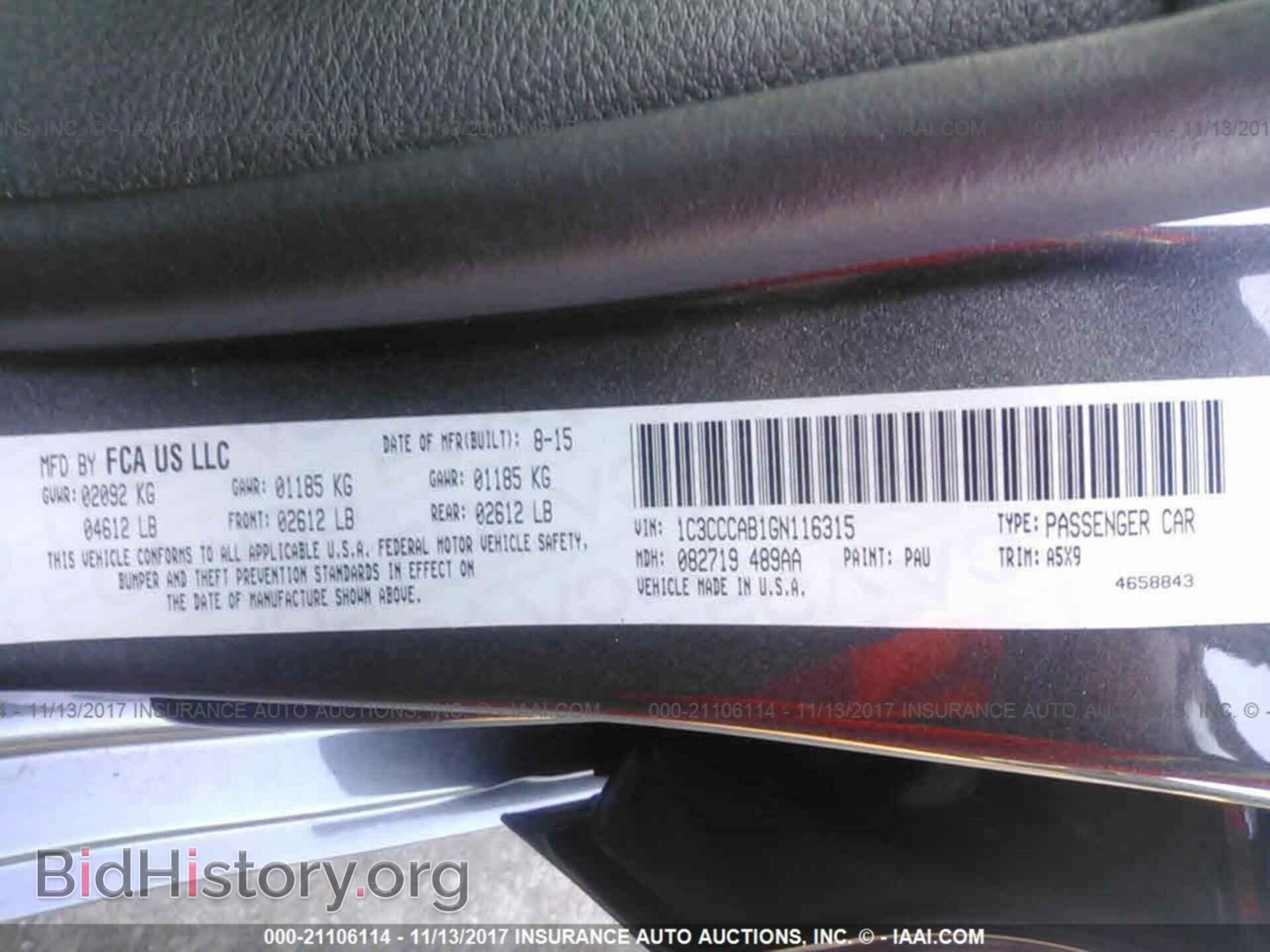 2016 Chrysler 200 - VIN: 1C3CCCAB1GN116315 - Photo 9