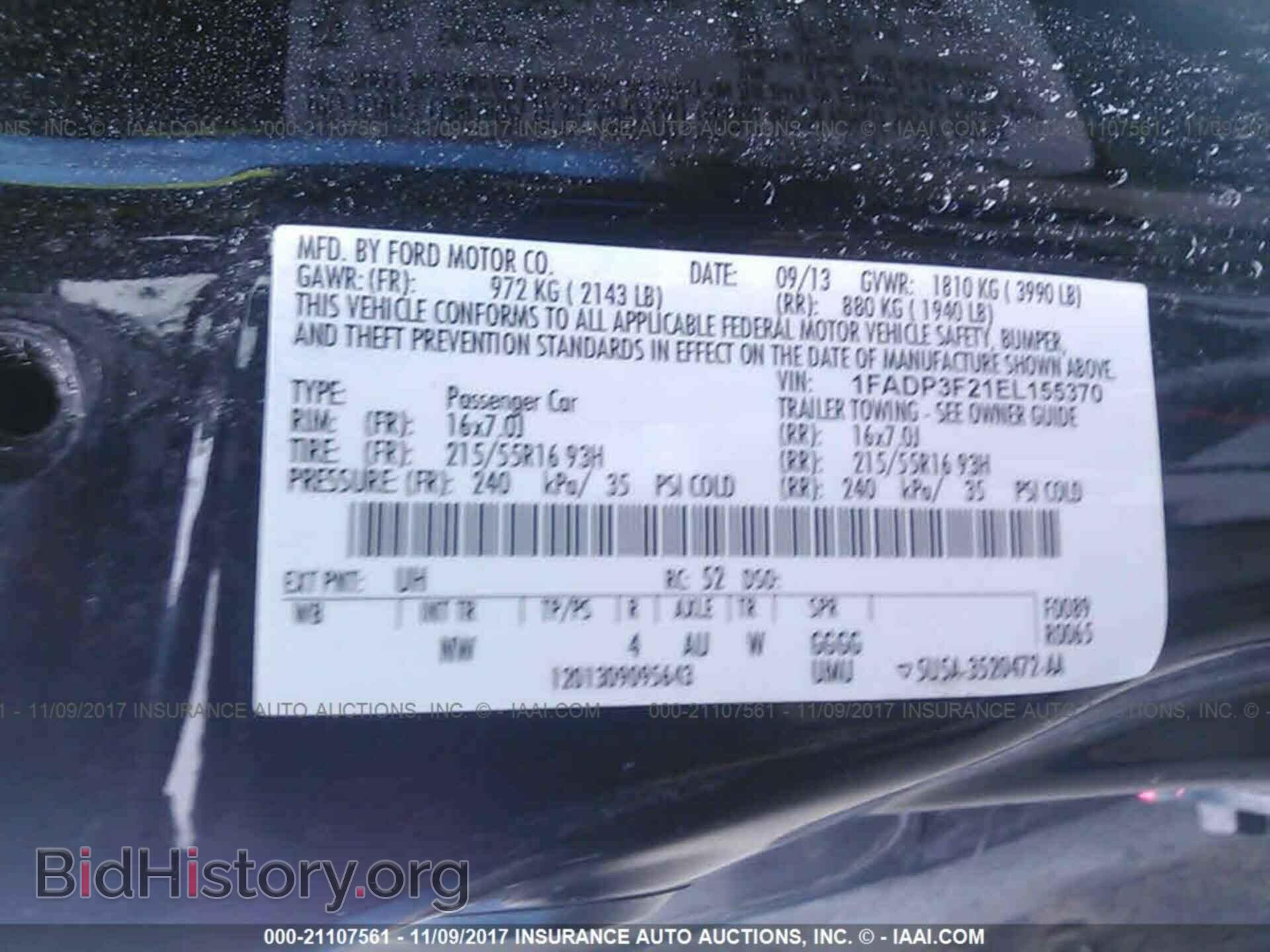 2014 FORD FOCUS - VIN: 1FADP3F21EL155370 - Фото 9