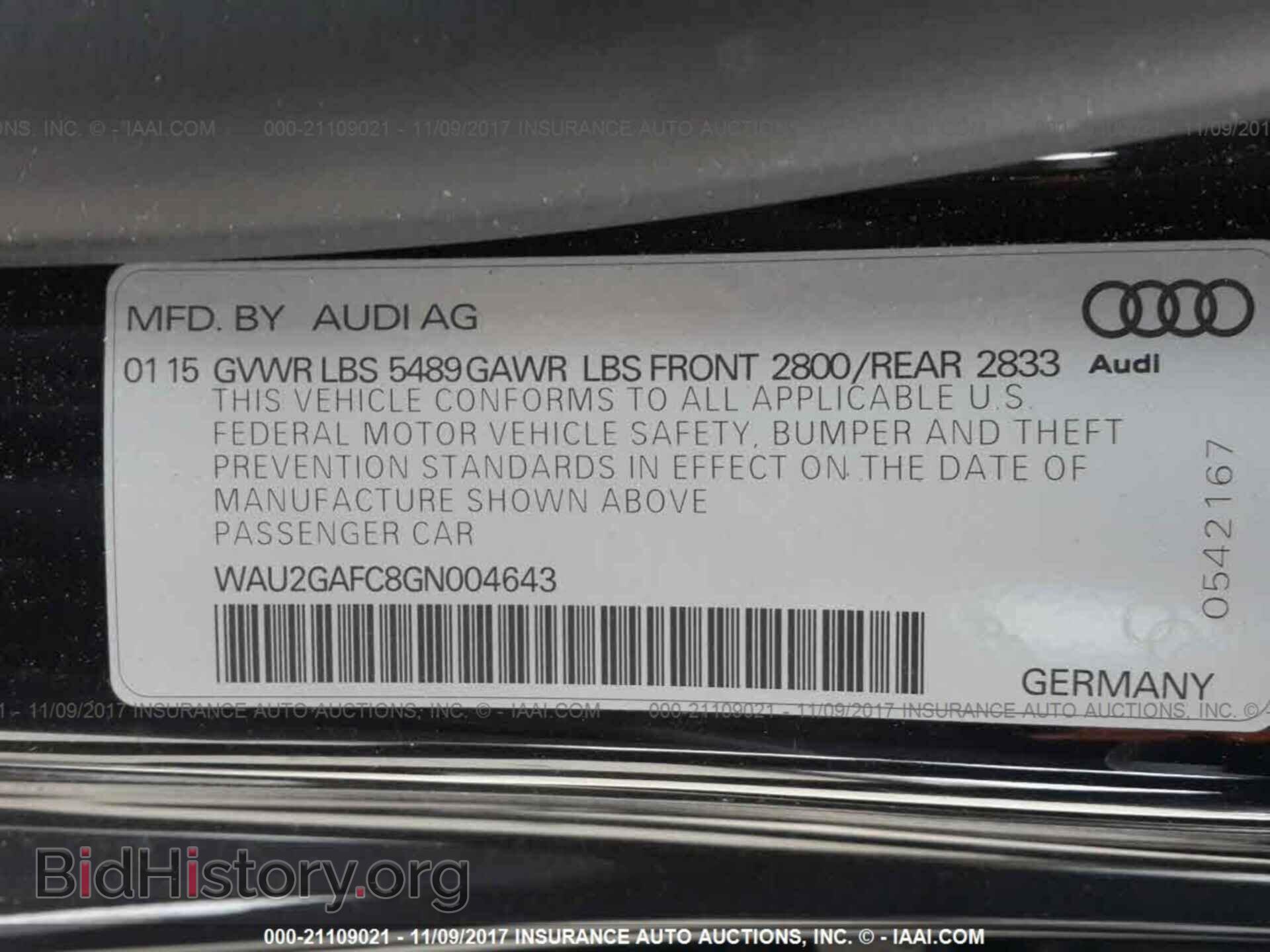 2016 Audi A7 - VIN: WAU2GAFC8GN004643 - Фото 9