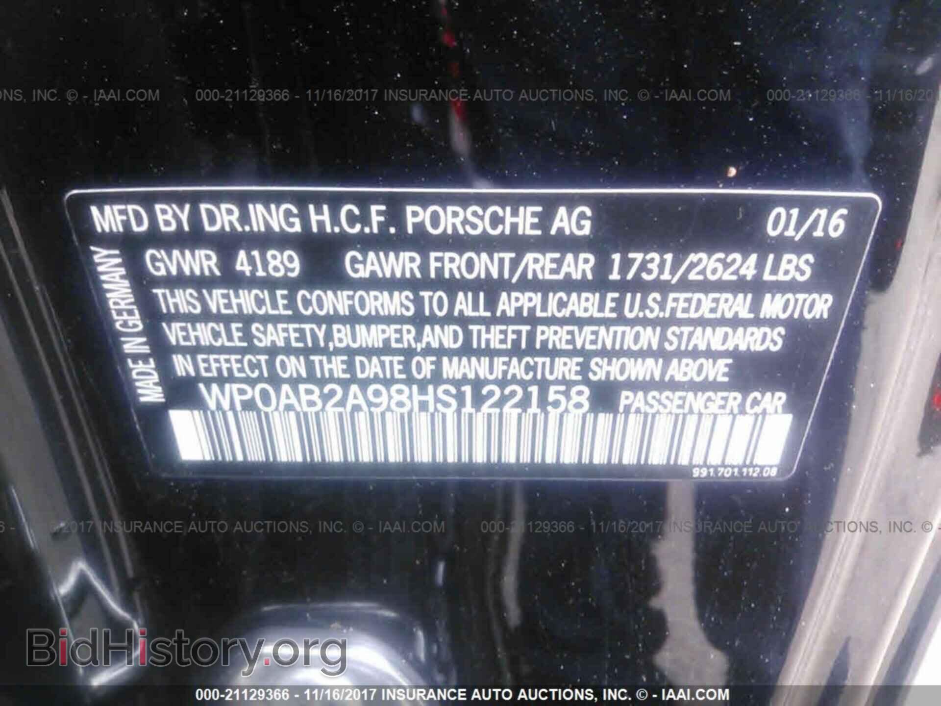 2017 Porsche 911 - VIN: WP0AB2A98HS122158 - Фото 9