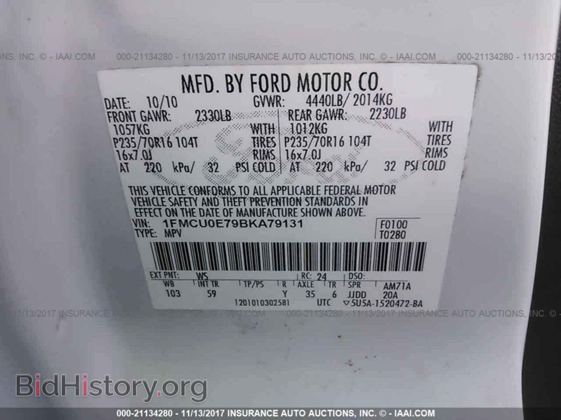 2011 Ford Escape - VIN: 1FMCU0E79BKA79131 - Фото 9