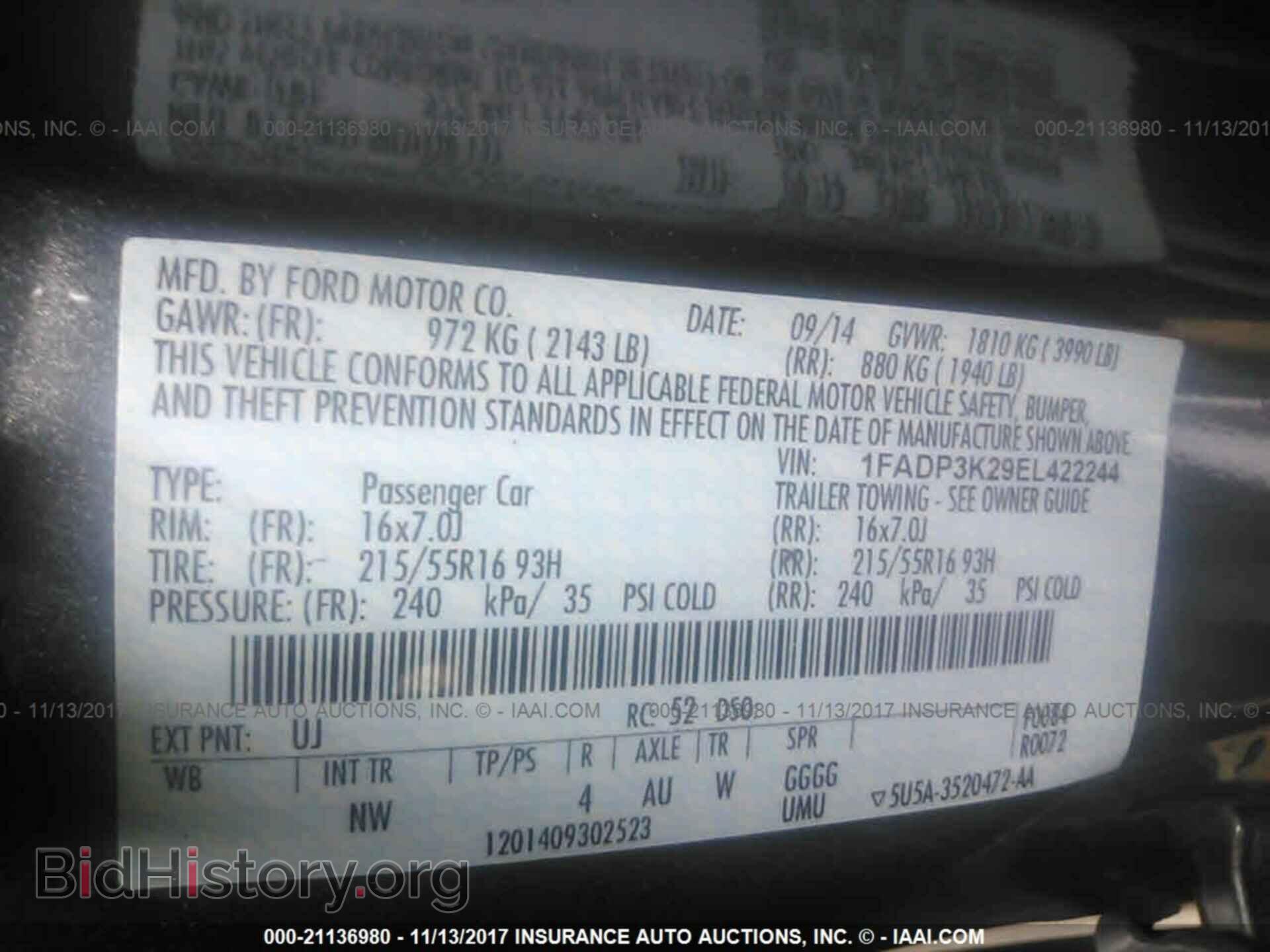 2014 Ford Focus - VIN: 1FADP3K29EL422244 - Фото 9
