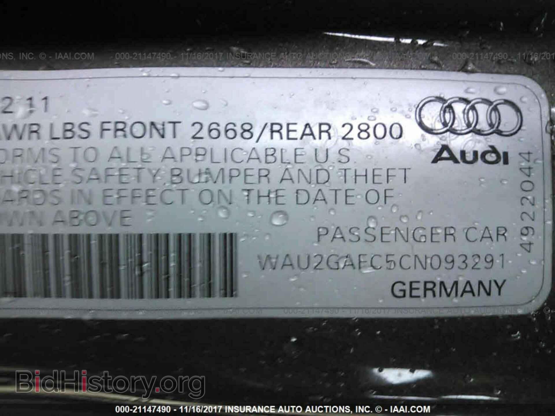 2012 Audi A7 - VIN: WAU2GAFC5CN093291 - Фото 9