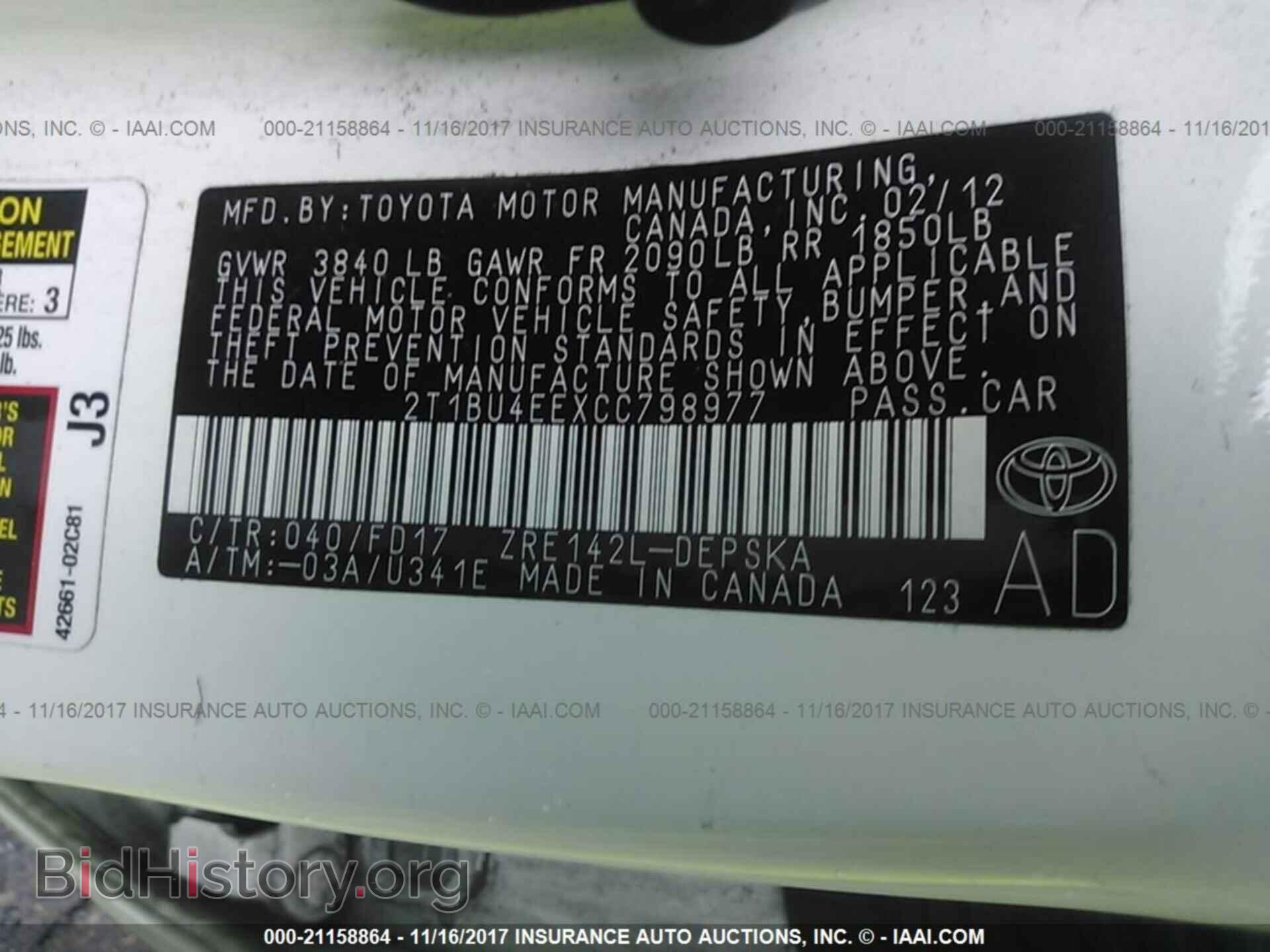 2012 Toyota Corolla - VIN: 2T1BU4EEXCC798977 - Photo 9