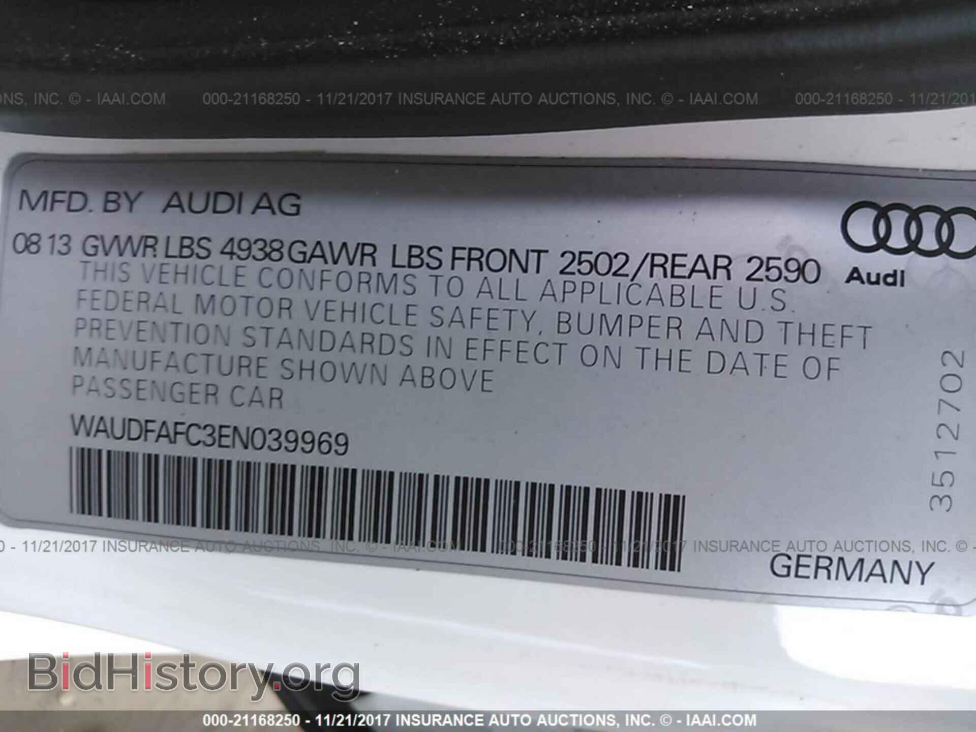 2014 Audi A6 - VIN: WAUDFAFC3EN039969 - Фото 9