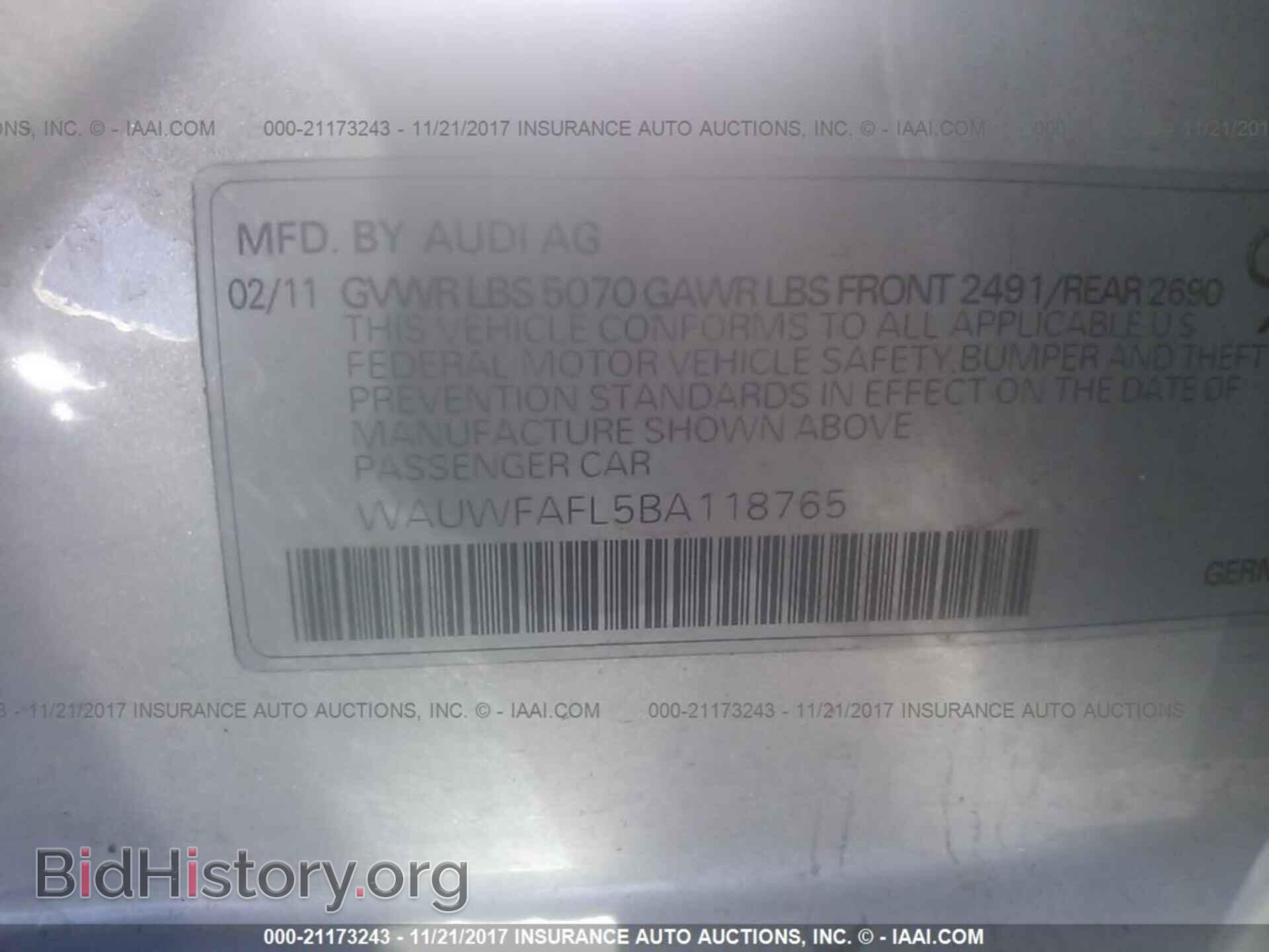 2011 Audi A4 - VIN: WAUWFAFL5BA118765 - Фото 9