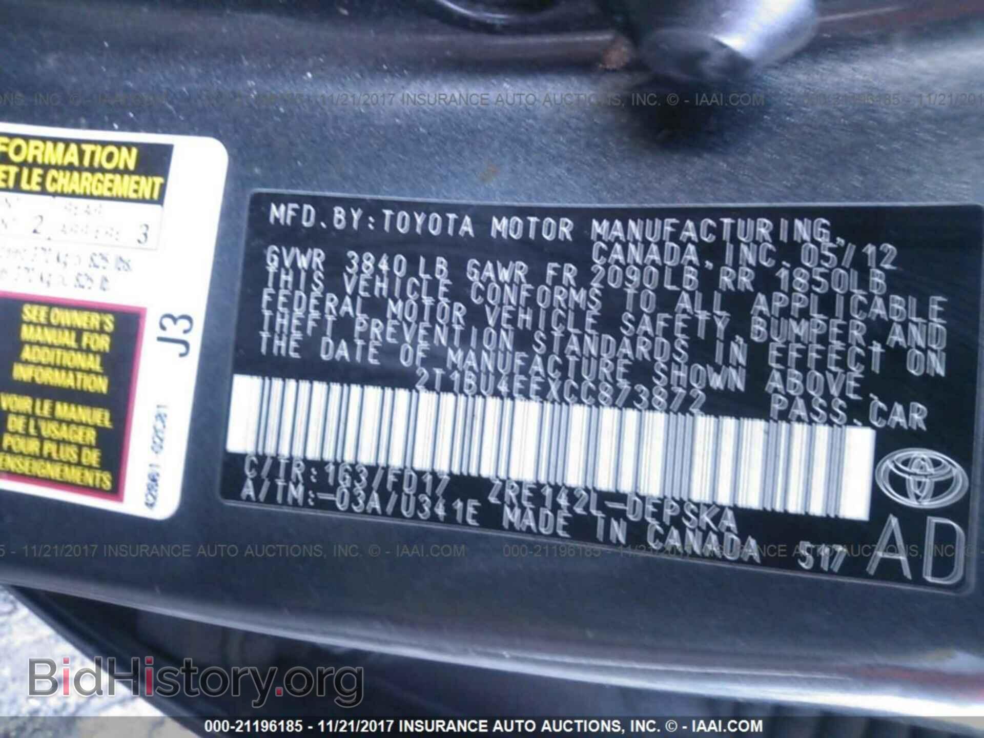2012 Toyota Corolla - VIN: 2T1BU4EEXCC873872 - Фото 9