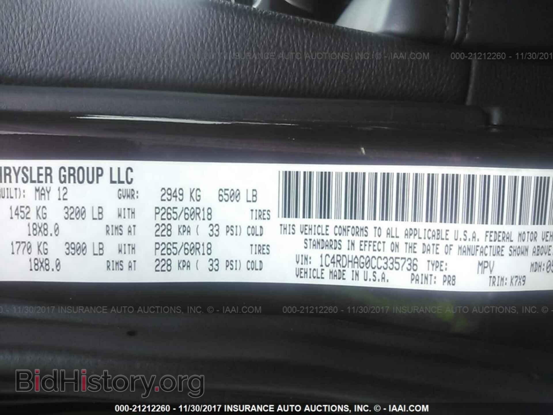 2012 Dodge Durango - VIN: 1C4RDHAG0CC335736 - Фото 9