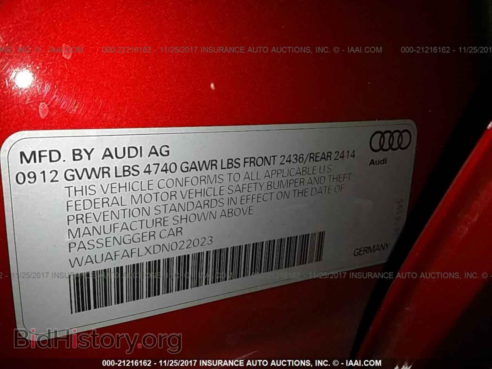 2013 Audi A4 - VIN: WAUAFAFLXDN022023 - Фото 9