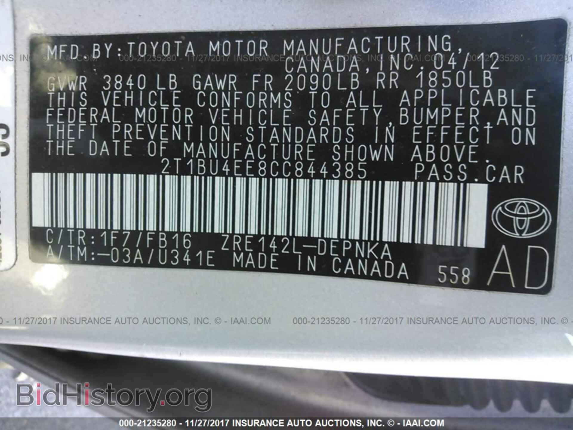 2012 Toyota Corolla - VIN: 2T1BU4EE8CC844385 - Фото 9