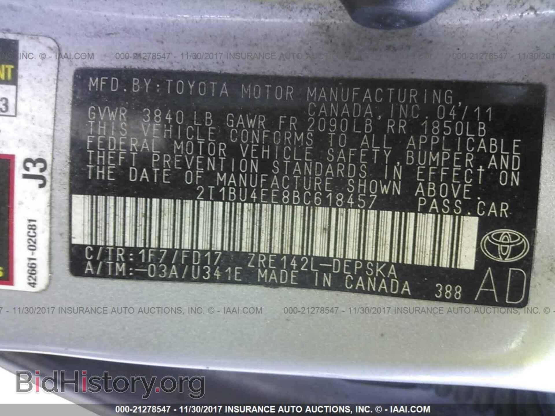2011 Toyota Corolla - VIN: 2T1BU4EE8BC618457 - Фото 9