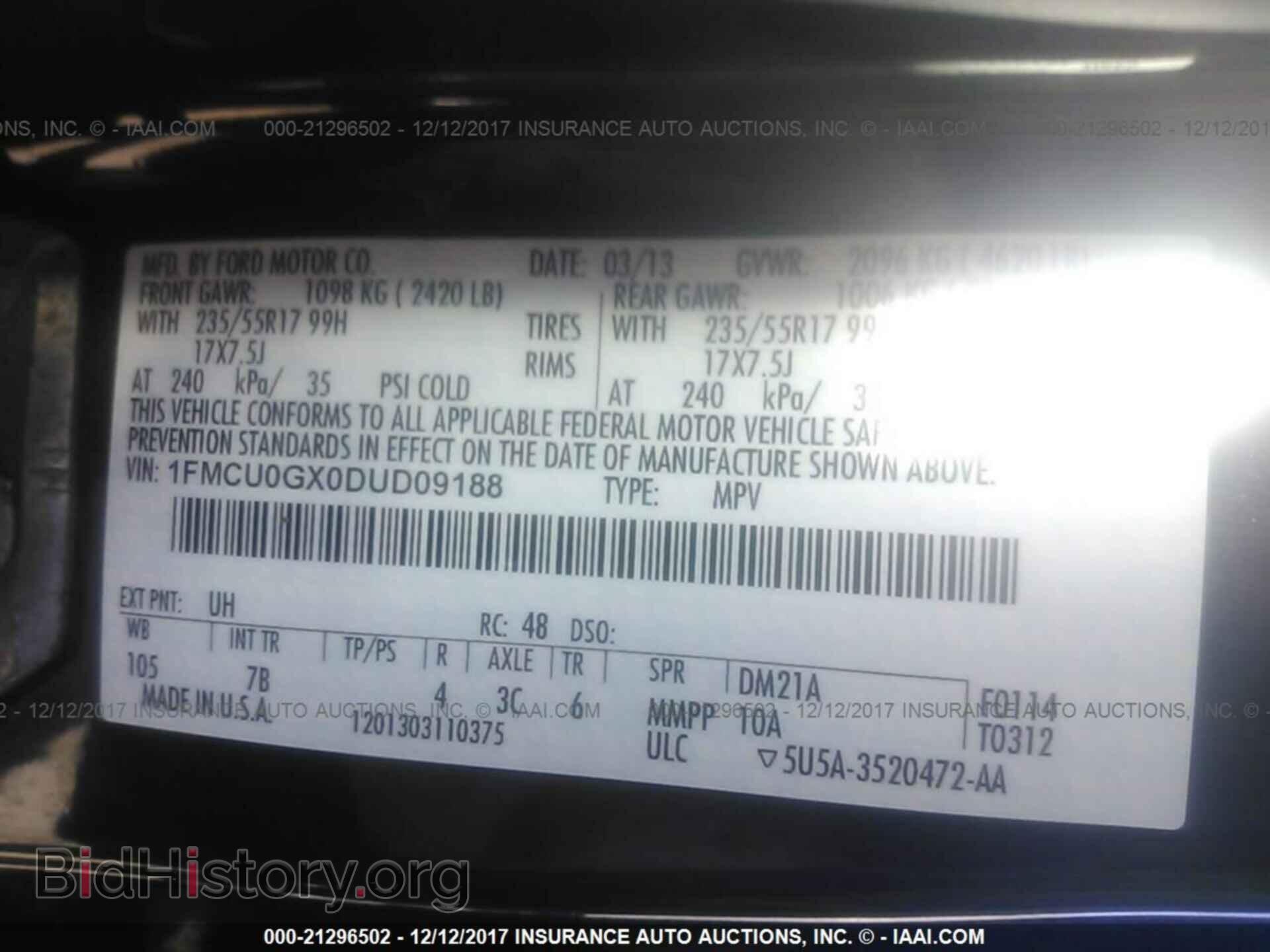 2013 Ford Escape - VIN: 1FMCU0GX0DUD09188 - Фото 9