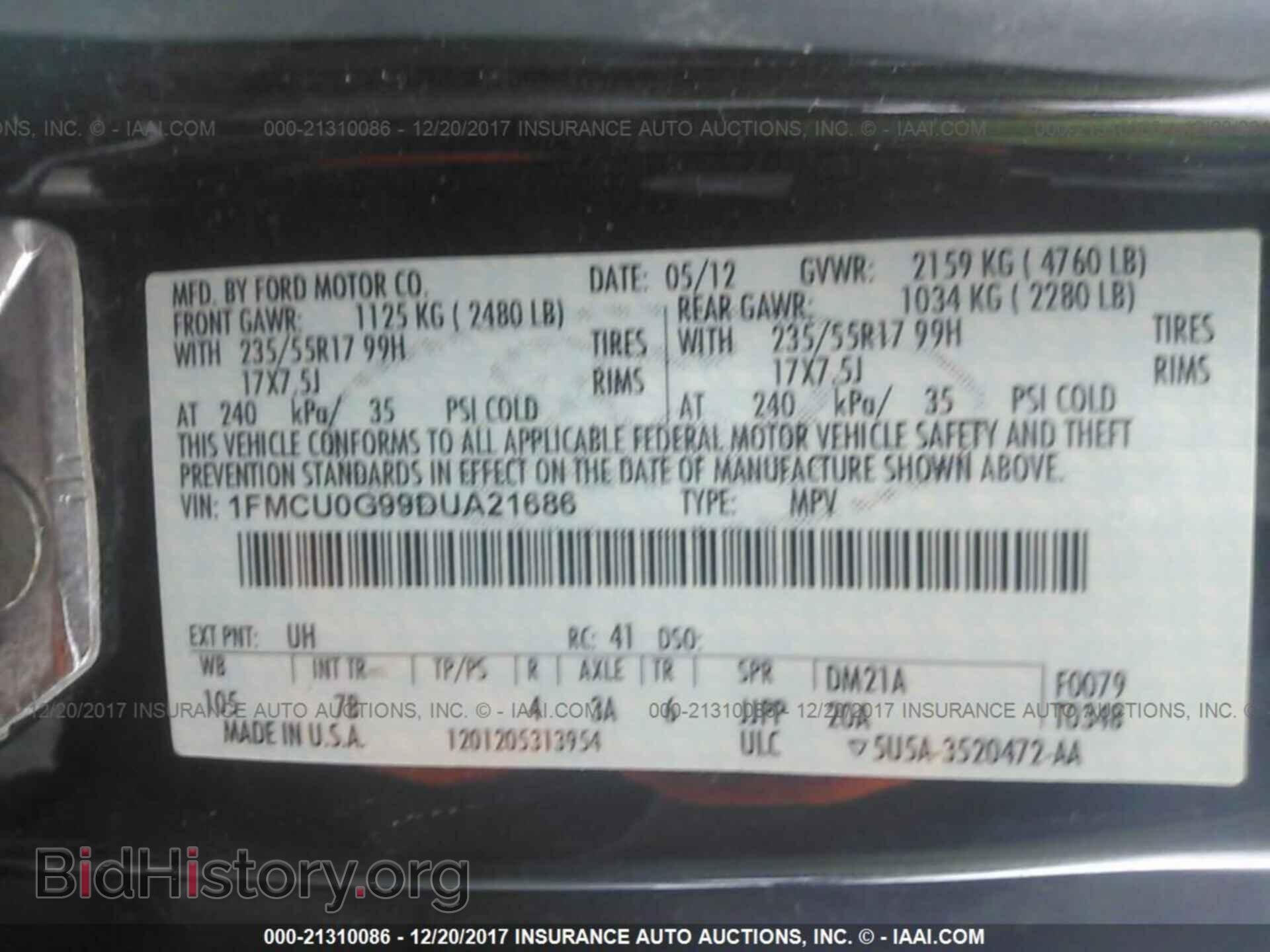 2013 Ford Escape - VIN: 1FMCU0G99DUA21686 - Фото 9